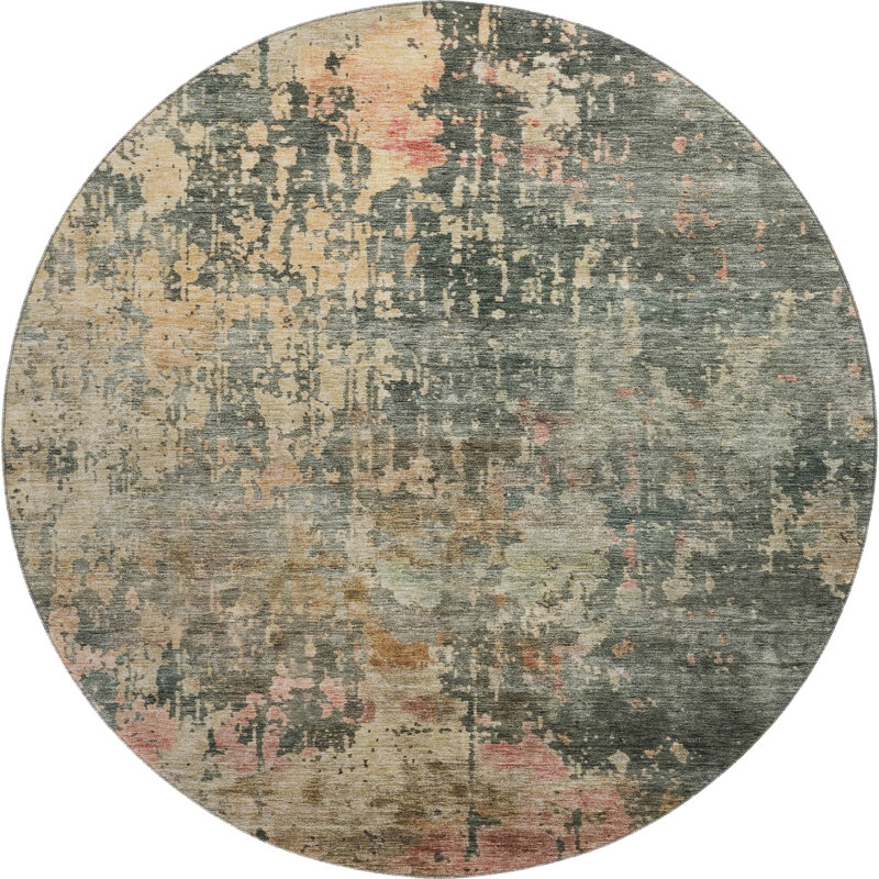 Premium Machine Washable Jessie AMF1214 Abstract Rug, Rond 8 pi