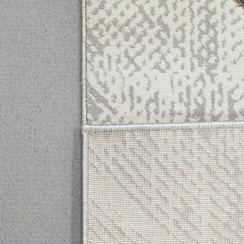 Tapis gris à motif géométrique Hugues, Rectangle 5 pi 3 po x 7 pi 7 po