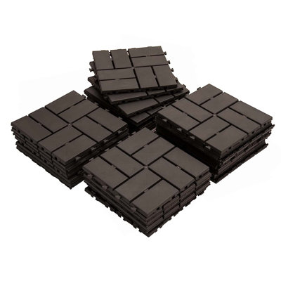 Carreaux de terrasse à emboîtement de patio, tuiles de terrasse carrées composites de 12 po x 12 po, carrelage extérieur en plastique à quatre lattes pour cour arrière de porche de balcon toutes saisons (paquet de 9)
