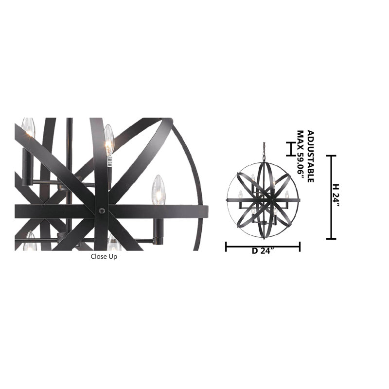 Industrial 6 Light Sphere Chandelier