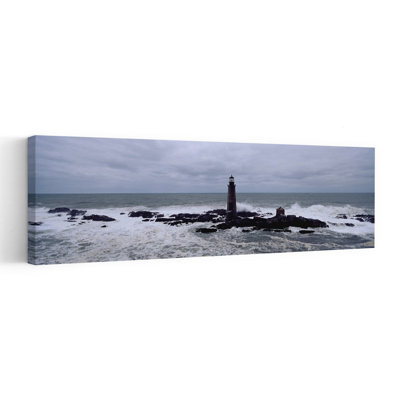 Phare sur la côte, Graves Light, port de Boston, Massachusetts, États-Unis, art contemporain abstrait, art mural paysage