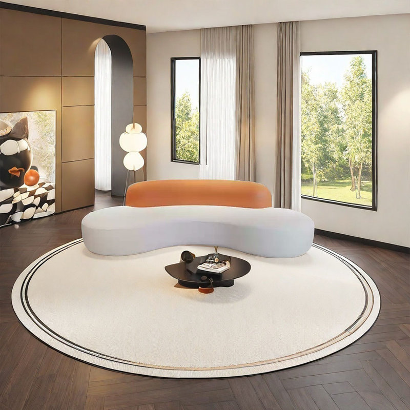 Canapé demi-cercle, 4, H 27,56 po x l 90,55 po x P 32,68 po