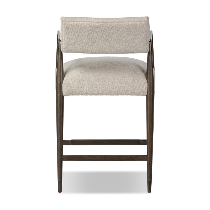 Waldon Stool, Charter Oatmeal/Polyester Blend, Counter Stool (27.68" Seat Height), Sierra Brown/Aged Bronze
