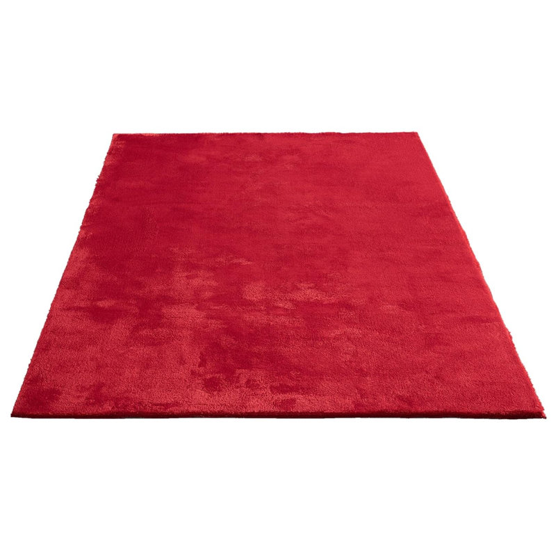 The Carpet Relax – Modern Rug, Fluffy, Short Pile, Non-Slip Underside, Washable Up To 30°C, Super-Soft, Fur Look, Red
