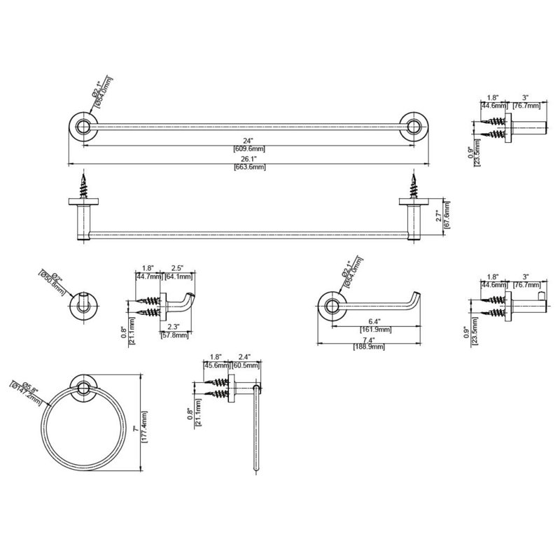 Kree 4 - Piece Bathroom Hardware Set