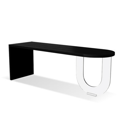 Noir / demi-cercle transparent en bois massif + bureau en acrylique