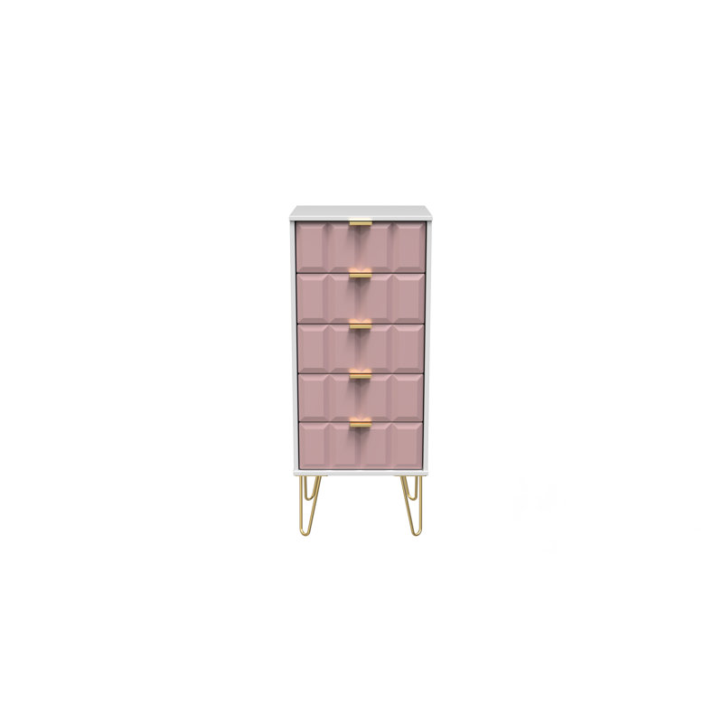 Allem 45cm W Manufactured Wood Bedside Table, Kobe Pink/White