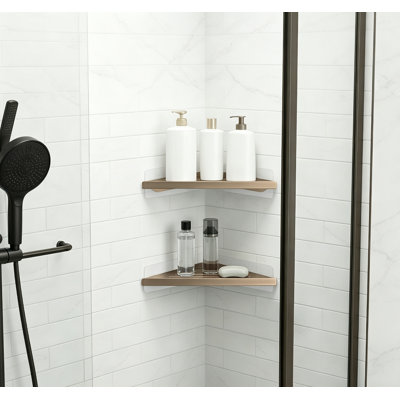 Étagère de coin de douche, ensemble de 2, 20 cm, fini mat, fixation murale, support en métal étanche et antirouille pour shampoing et savon.