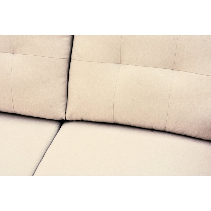 L-Shaped Sectional , Versatile Sleeper For Small Spaces, 3 Stylish Sectional, Bed Living Area, Beige Polyester