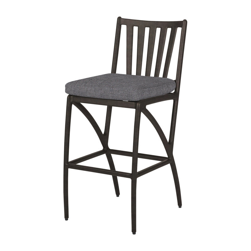 Amari Outdoor Bar Stool, Cast Slate Sunbrella® Plainweave, Carbon
