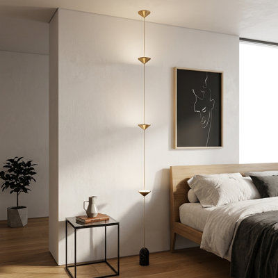 Brinnlee 1 - Light Golden LED Pendant Light Marble Linear Floor Lamp
