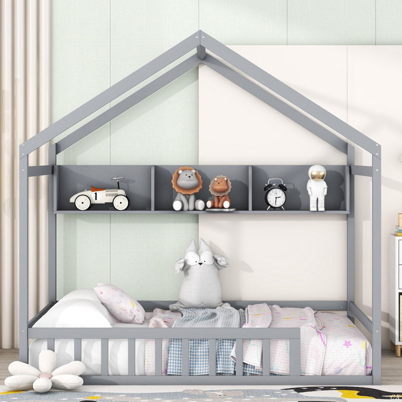 Lit plateforme, Gris, Lit double