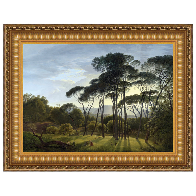 Large Italian Landscape with Umbrella Pines on Canvas