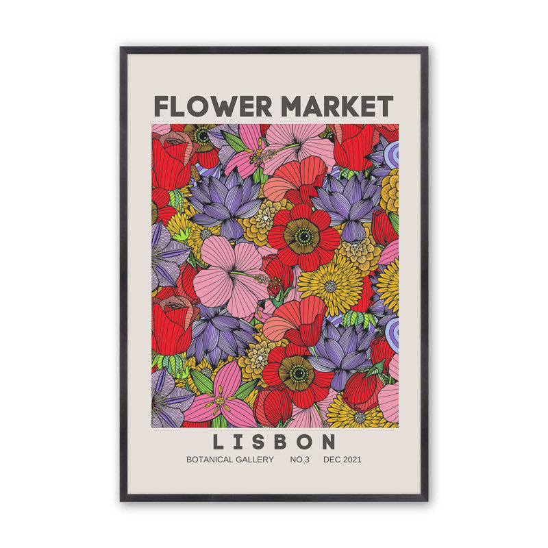 Lisbon in Bloom Print, 15.25" H x 12.25" W, Weathered Zinc
