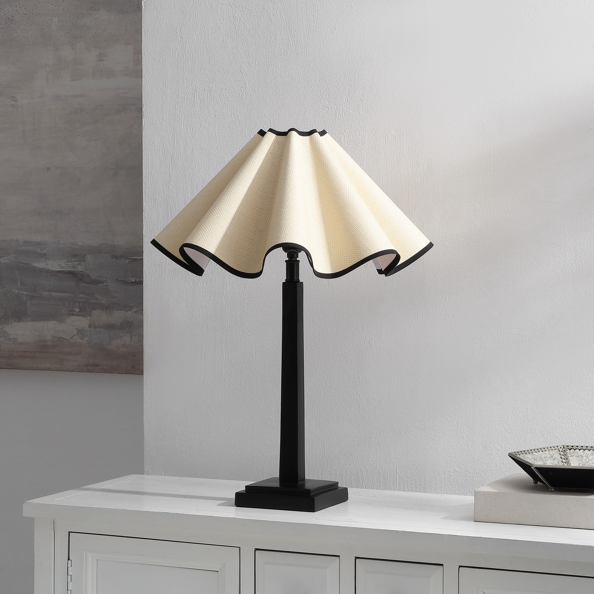 Monika 24.5" Resin and Rattan Table Lamp