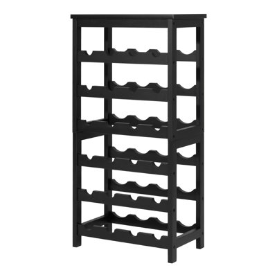 24 Bottle Detachable Bamboo Wine Rack - 6-Tier Freestanding Floor Storage with Tabletop, Black