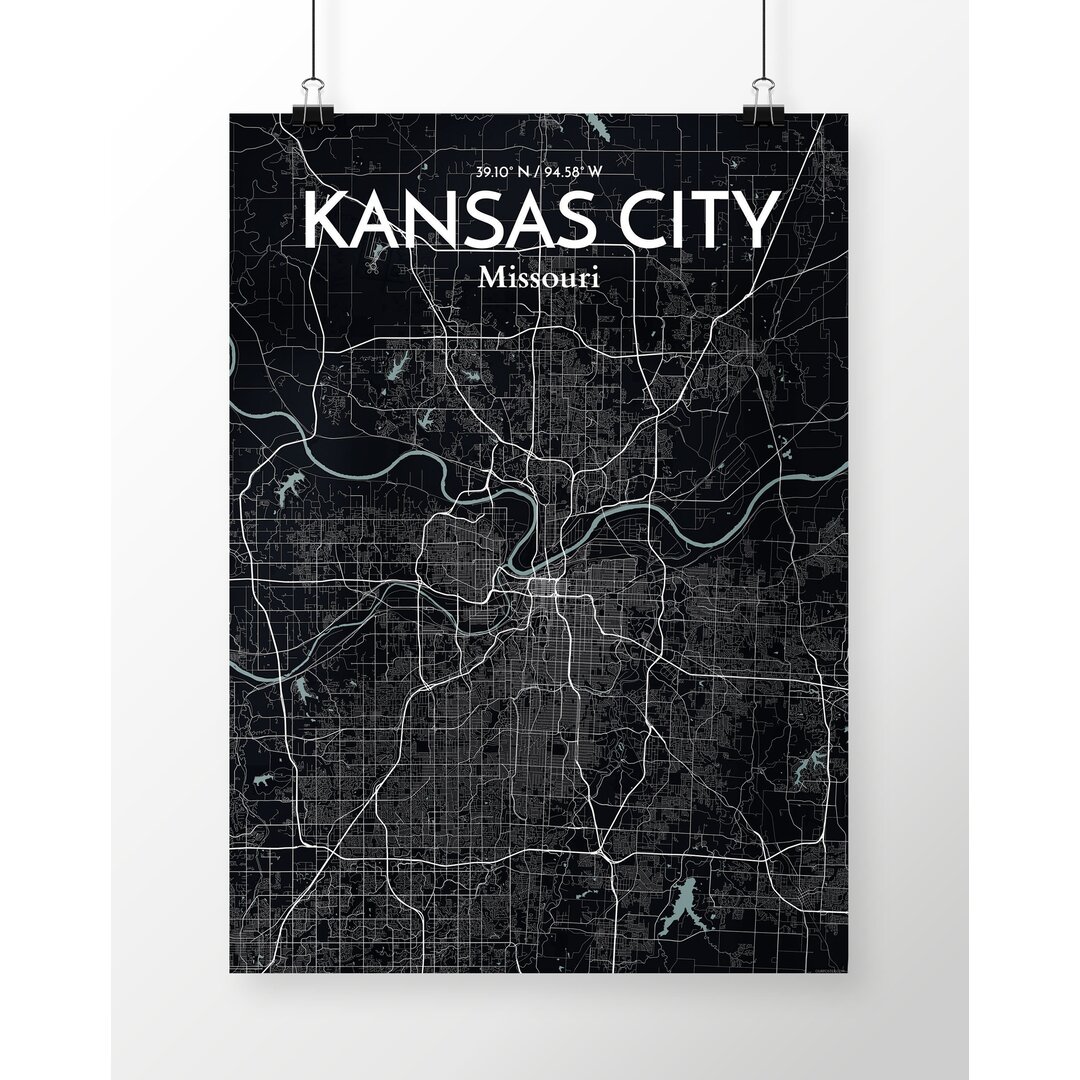 Grafikdruck Kansas City Map