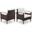 Sièges de patio: 4 personnes, table et pieds en bois, coussins beiges, pieds réglables, matériaux durables, housse incluse: table, coussins, eau, inclus