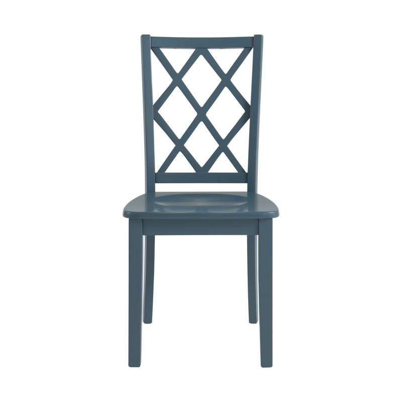 21" Wide Dining Chair with a Lattice Back, Navy