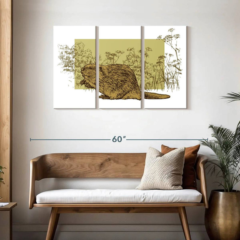 Beaver On Grass, 28" H x 45" W