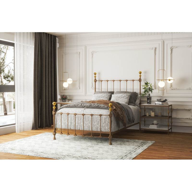 151 Palatial Bed | Complete Standard, Full, Gunmetal/Antique Gold