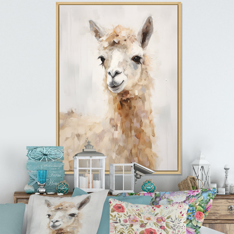 Minimalisme alpaga grunge I sur toile, Cadre naturel flottant, H 32 po x l 16 po x P 1 po