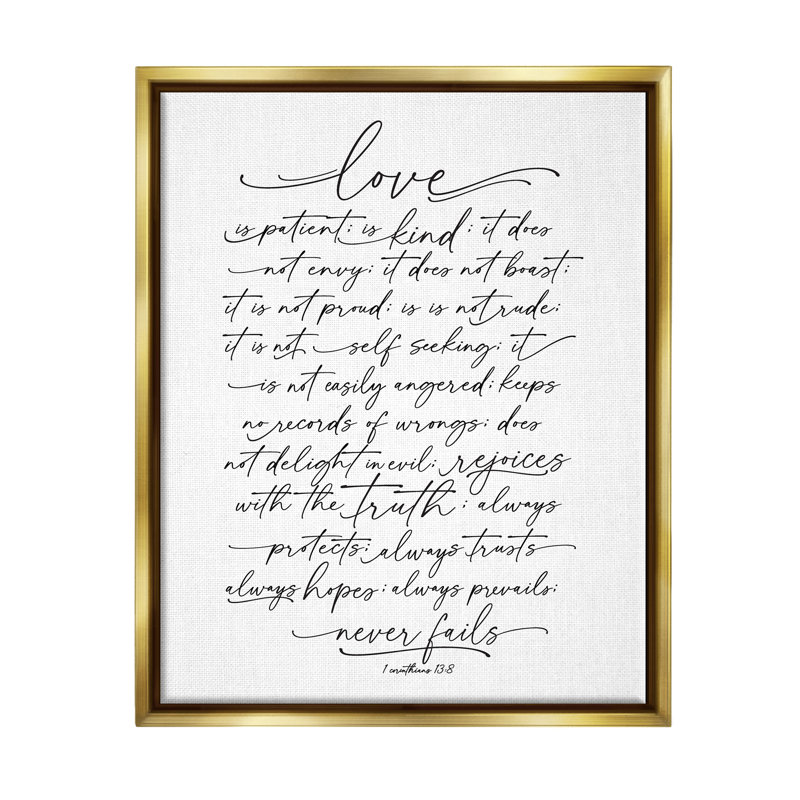 «Heartfelt Love Is Quote Classy Cursive» par Lettered and Lined - reproduction sur toile flottante