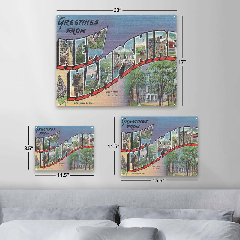 Sur impression métallique, H 11,5 po x l 15,5 po x P 0,04 po