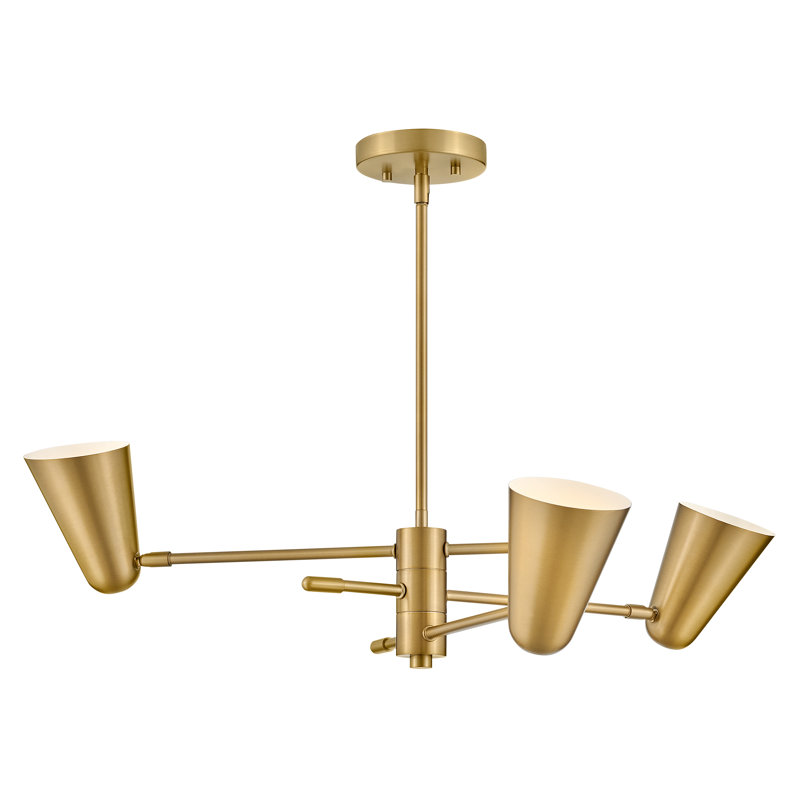 Calista 3 - Light Sputnik Modern Linear Chandelier, Lacquered Brass