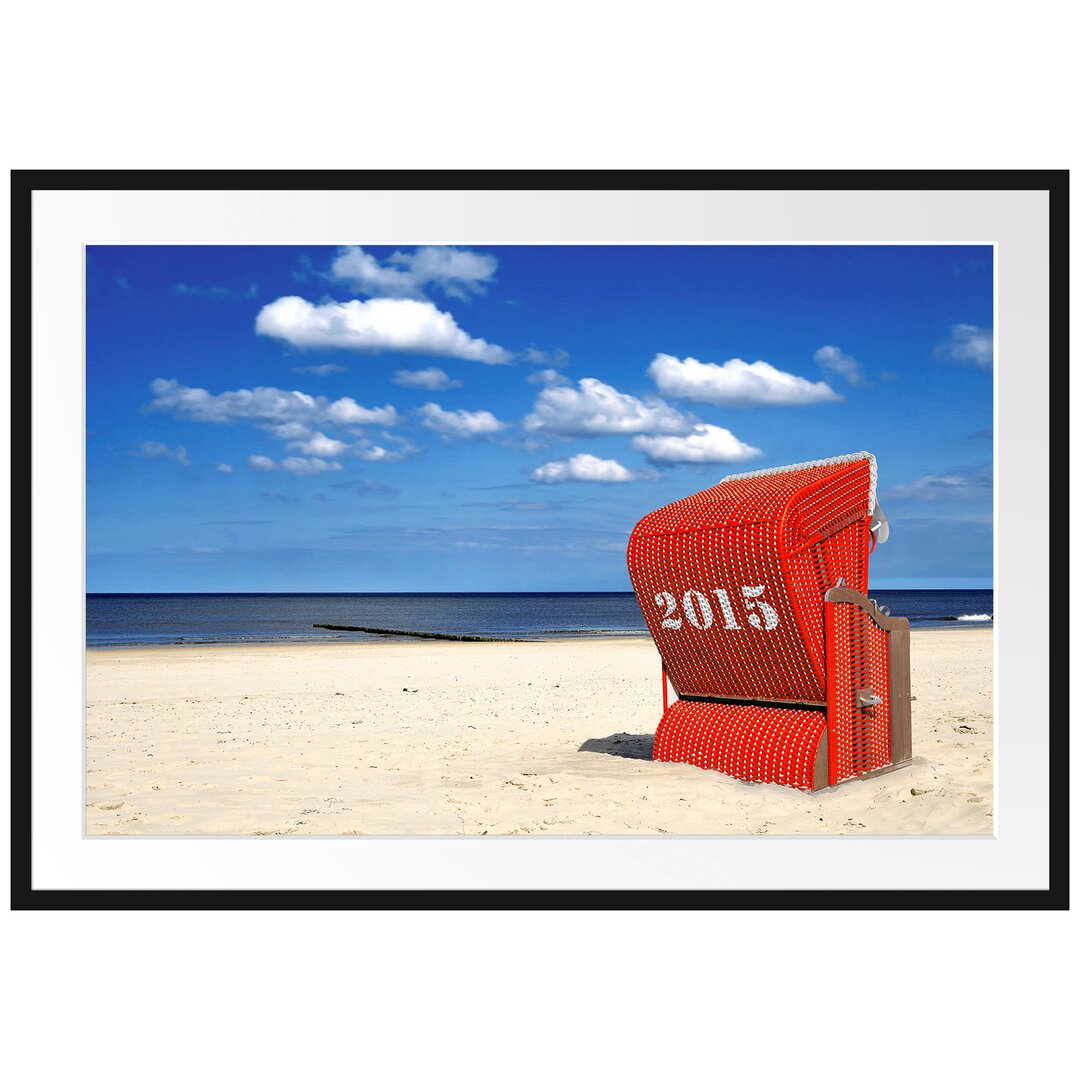 Gerahmtes Poster Strandkorb an der Nordsee