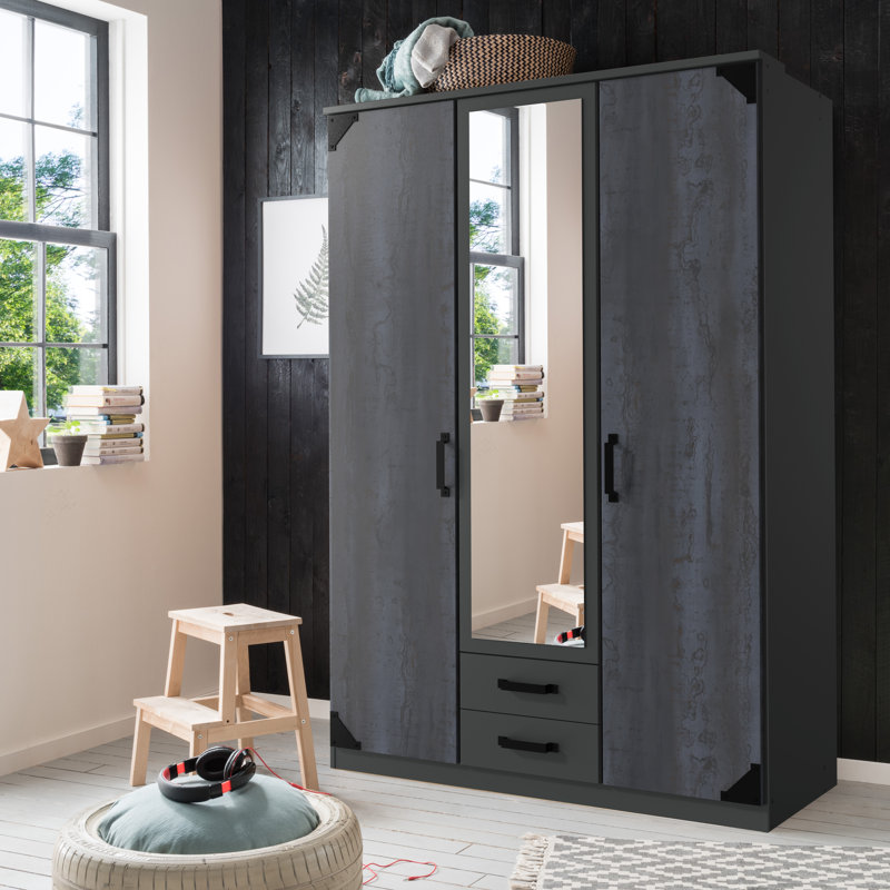 Fairley 3 Door Manufactured Wood Wardrobe, Graphite