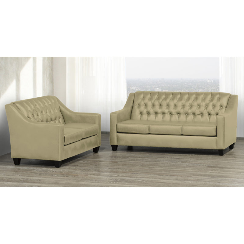 Ensemble de salon 2 pièces Debolt, Cuir brun clair assorti