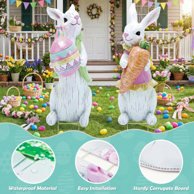 Easter Decorations Outdoor Easter Yard Signs Easter Yard Decorations With  Bunny Decorations Easter Outdoor Garden Sign Waterproof Lawn Signs For Pathway Walkway