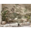 Papier peint mural vintage serein représentant un paysage de héron dans un jardin asiatique.-43761936-43761947