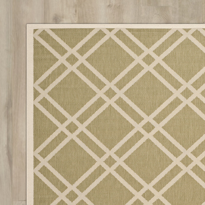 Kessler Rectangle Geometric Hand Woven Indoor / Outdoor Area Rug, Rectangle 61 x 109 cm