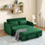 Canapé-lit moderne convertible de 55 po avec 2 poches pour accoudoirs amovibles, canapé-lit en velours avec lit escamotable, 2 coussins et dossier réglable pour le salon, accoudoirs à motif quadrillé-1309661472