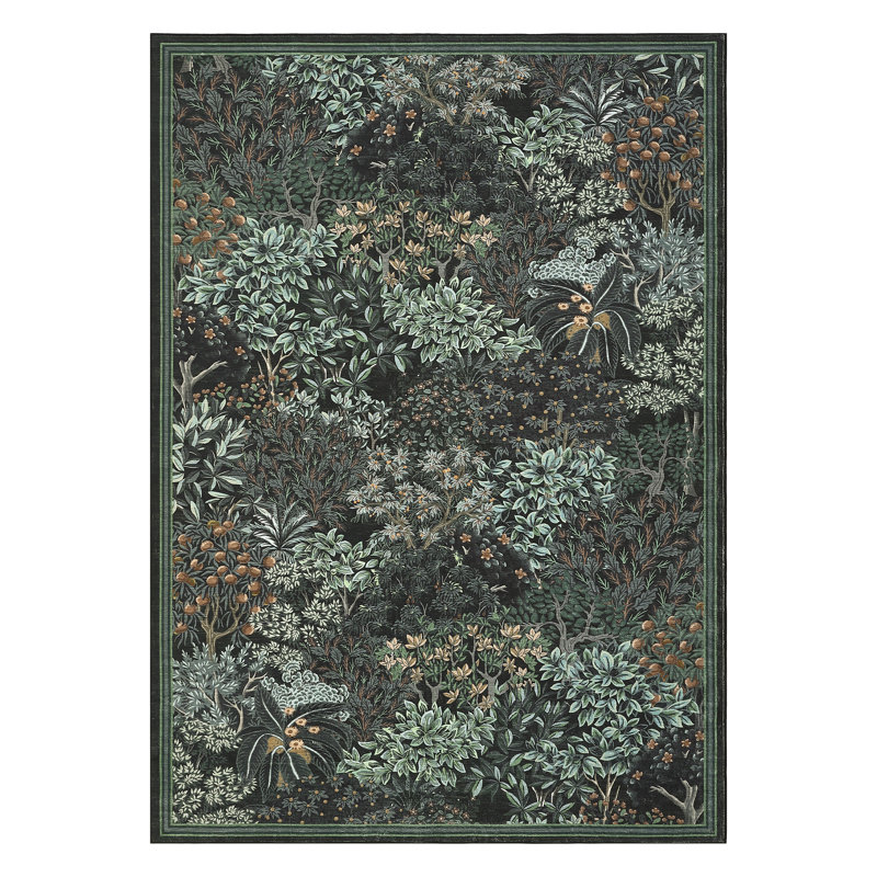 Tapis de jardin Botanical Forest, Noir, Rectangle 5 pi x 7 pi