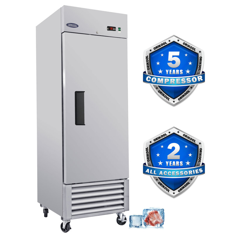 Congélateur vertical à porte simple en acier inoxydable de 23 pouces avec éclairage à DEL et tablettes réglables Gio