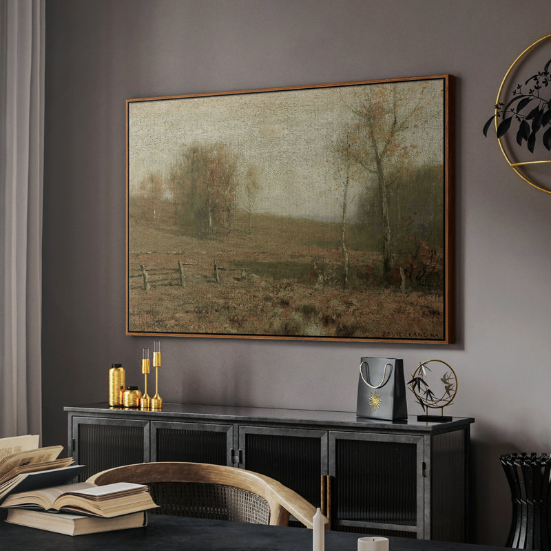«Vintage Landscape -DC XXXIX» sur toile, H 17 po x l 25 po x P 2 po, Toile encadrée noyer flottant