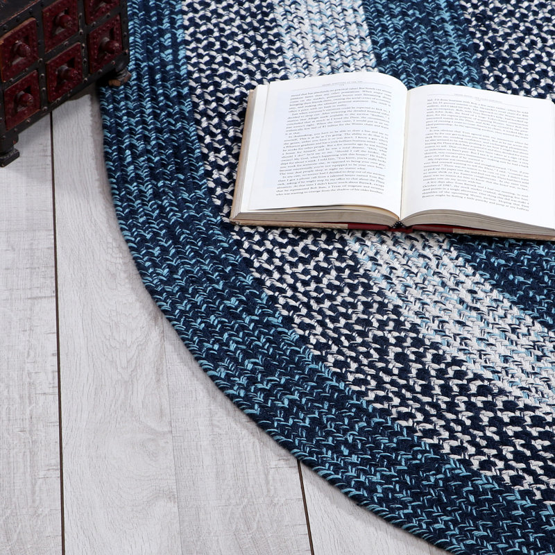 Tapis tressé à la main bleu turquoise Enika, Ovale 4 pi x 6 pi