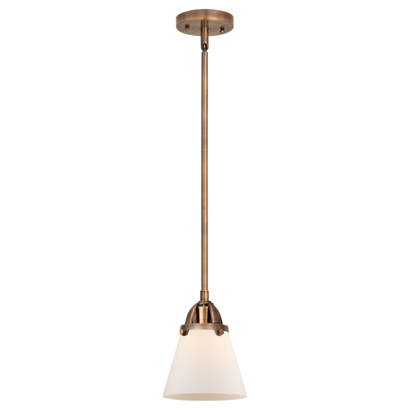 Mini-luminaire suspendu à 2 lumières en forme de cône 1 lumière Nouveau - ampoule non incluse, Blanc mat, Cuivre antique
