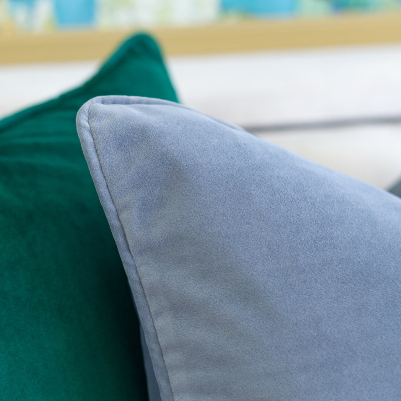 Velvet Throw Pillow, Light Gray