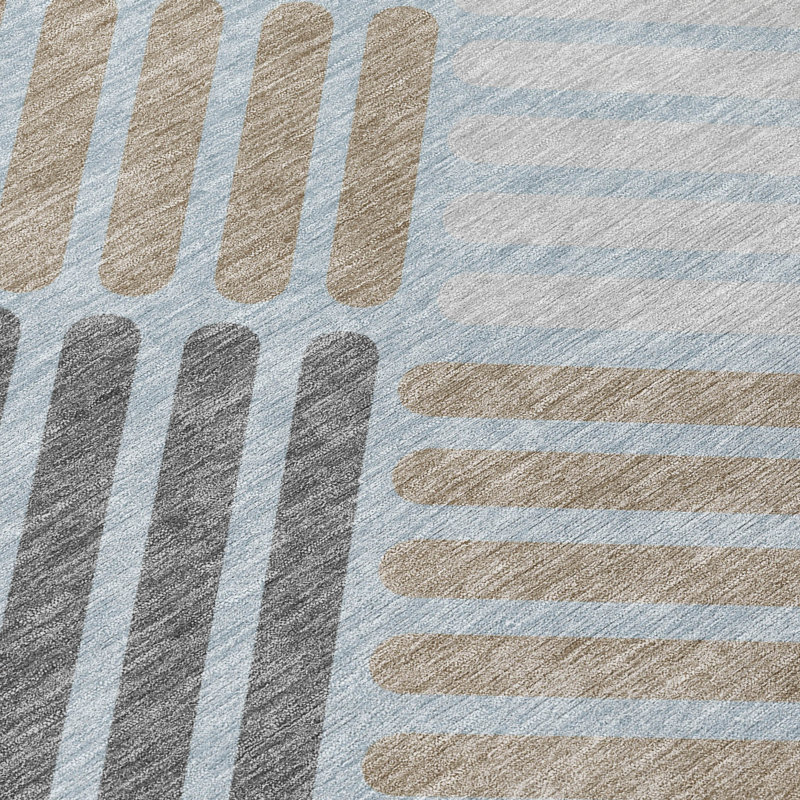 Machine Washable Indoor/Outdoor Bourkelands ACN2339 Geometric Rug, Rectangle 10' x 14'