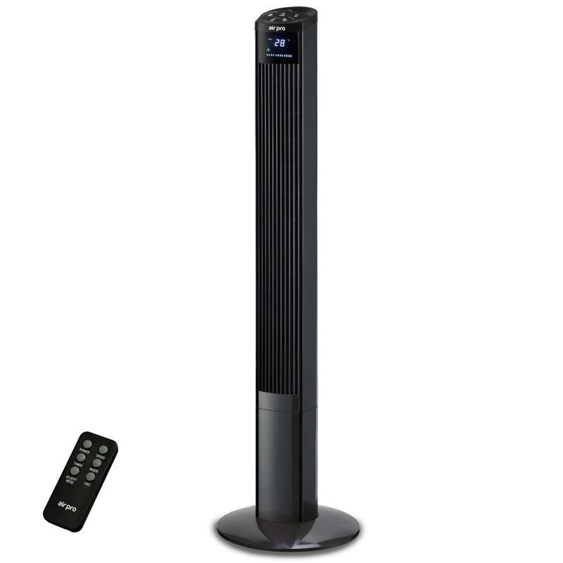 48" Tower Oscillating Fan - 3 Speeds - LED Display 15H Timer, Black