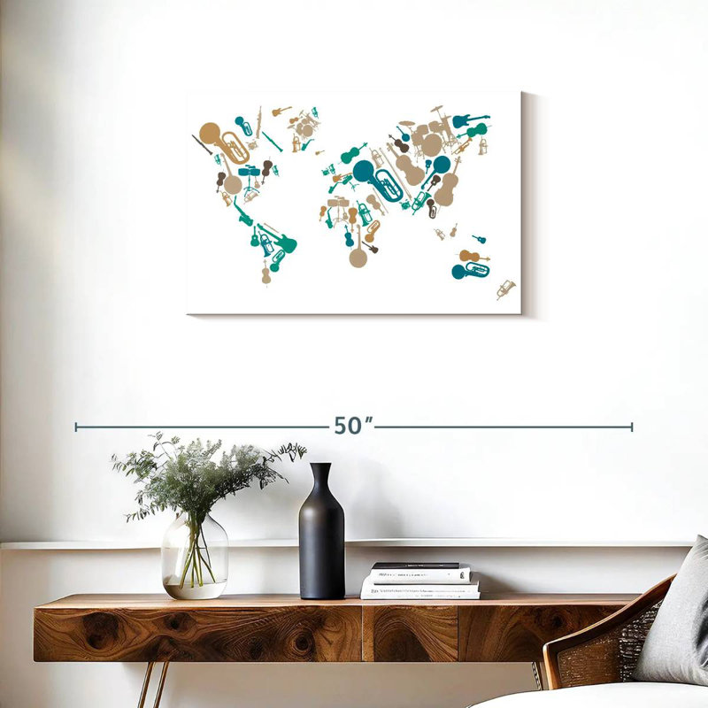 Abarca Musical World Map, 20" H x 30" W