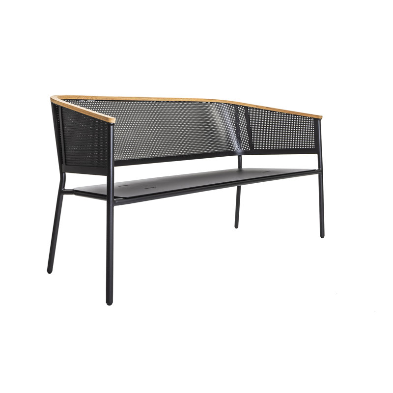 Riad 56.44'' Wide Powder Coated Aluminum Loveseat with Cushions, Anthracite, No Cushion
