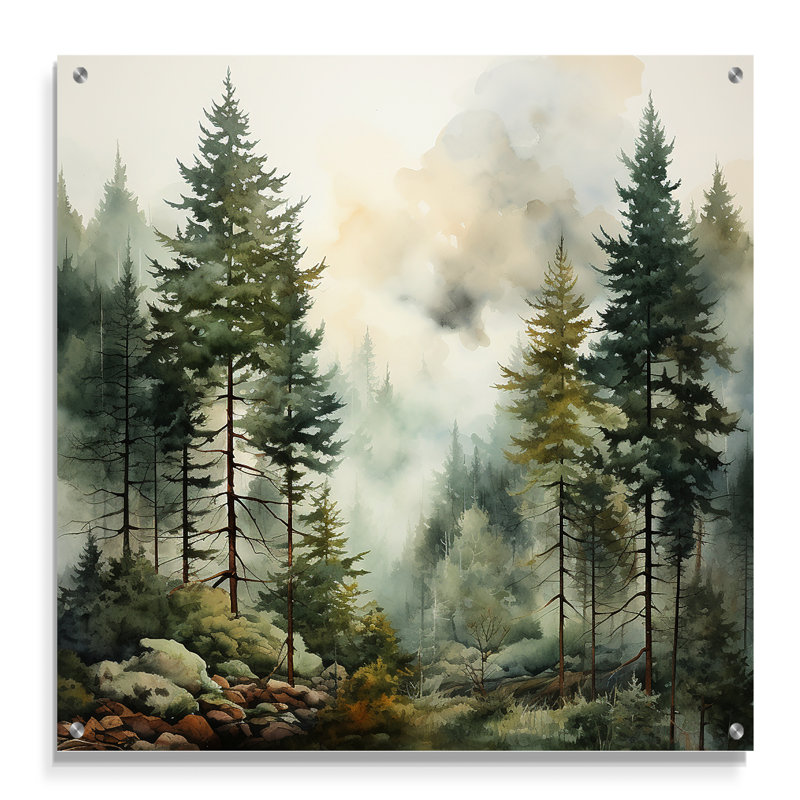 «Pine Misty Morning II», décoration murale en pin, H 16 po x l 16 po