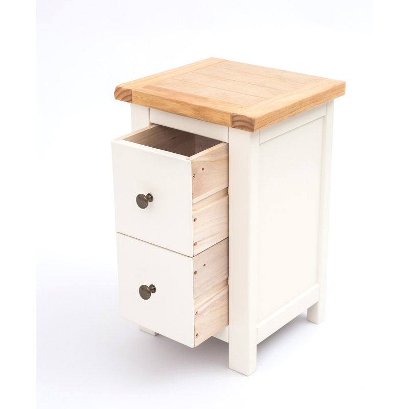 Aubusson 35cm W Bedside Table, Off White, Antique Brass
