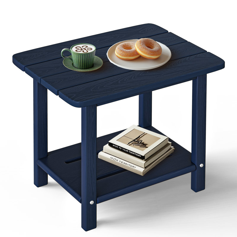 HDPE Adirondack 2-Tier End Table – Weatherproof & Durable Outdoor Side Table for Patio, Poolside, and Lawn, Navy