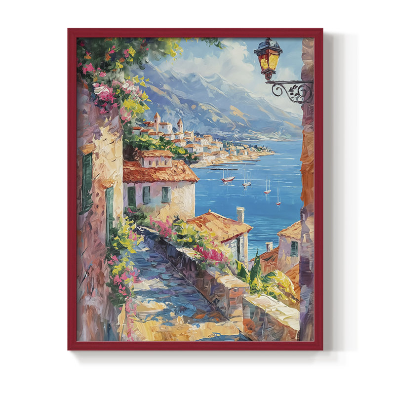 NAUTICAL Series, impression encadrée en bois massif, Rouge, H 30 po x l 24 po